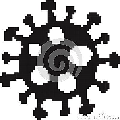 Black pixel Coronavirus Bacteria Cell Icon, 2019-nCoV Novel Coronavirus Bacteria. 8 bit Stock Photo