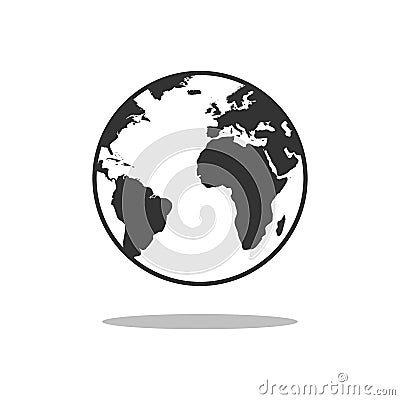 Black planet Earth icon illustration isolated on background Vector Illustration