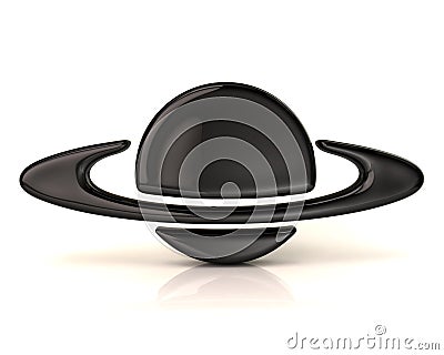 Black planet icon Cartoon Illustration