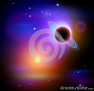 Black Planet & Yellow Star Vector Illustration