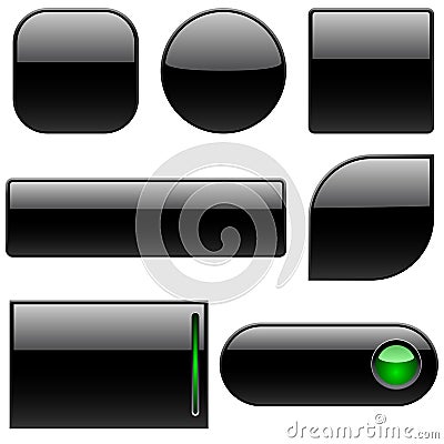 Black plastic buttons Vector Illustration