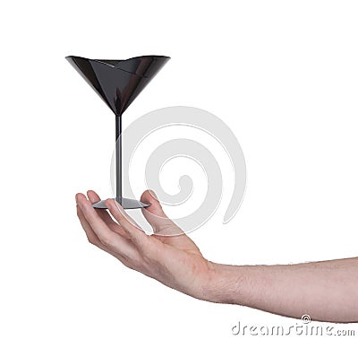 Black plastic coctail glass in hand Stock Photo