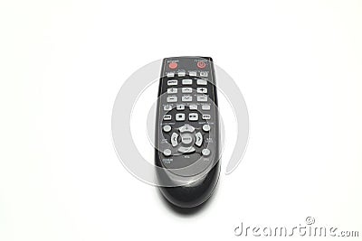 Black plastic remote control isolated on white background Stock Photo