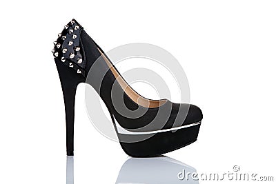 Black platform stiletto shoe Stock Photo