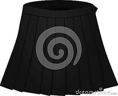 Black pleated skirt on white background Vector Illustration