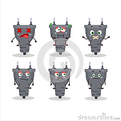 Black plug cartoon character with nope expression Vector Illustration