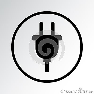 Black plug icon. Vector illustration Cartoon Illustration