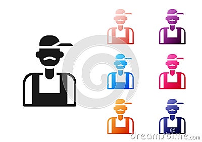 Black Plumber icon isolated on white background. Set icons colorful. Vector Vector Illustration