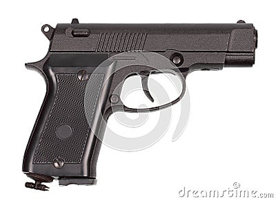 Black pneumatic pistol Stock Photo