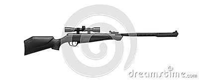 Black pneumatic rifle with an optical sight isolated on white back Stock Photo