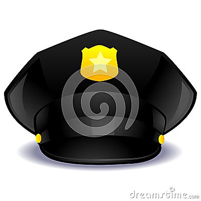 Black Police Cap Vector Illustration