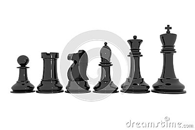 Black polished chess set Stock Photo