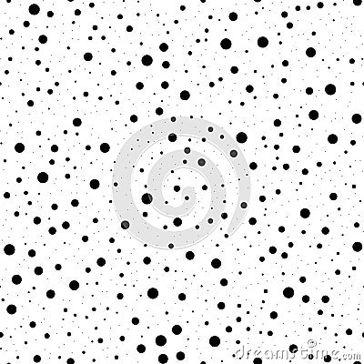 Black polka dots seamless pattern on white. Vector Illustration