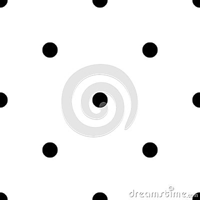 Black polka dots seamless pattern on white. Vector Illustration