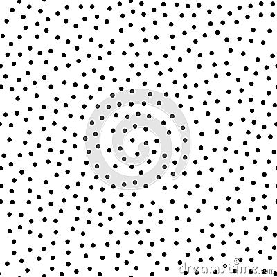 Black polka dots seamless pattern on white. Vector Illustration