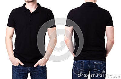 Black polo shirt on a young man template Stock Photo