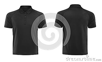 Black polo tshirt design template isolated on white background. Stock Photo