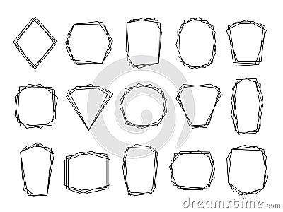 Black polygonal frames. Crystal shapes, frame polygon elements. Modern geometric decorations, design for banners Vector Illustration