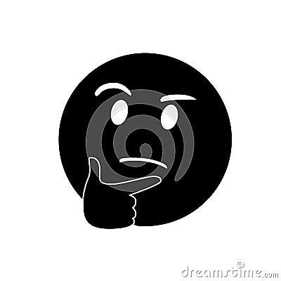 Black pondering face with right hand icon Stock Photo