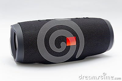 Black portable bluetooth speaker, Editorial Stock Photo