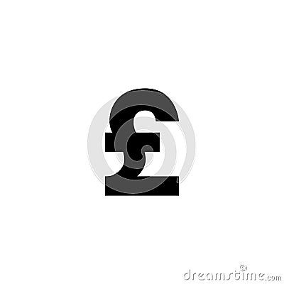 Black pound sterling sign. Flat icon. Isolated on white. Vector Illustration