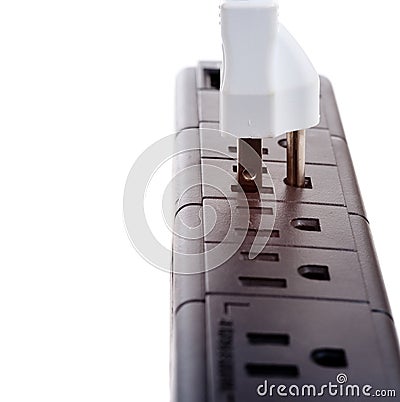 A black power strip with empty outlets Stock Photo