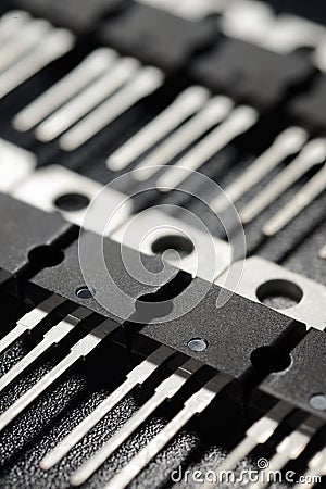 Black power transistors Stock Photo