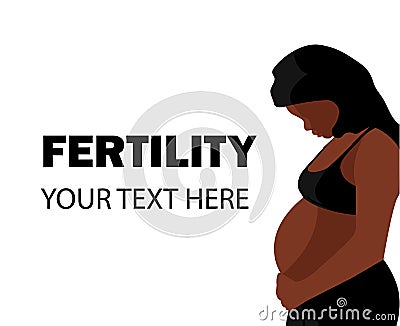 Black pregnant woman fertility poster Vector Illustration