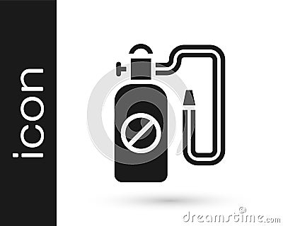 Black Pressure sprayer for extermination of insects icon isolated on white background. Pest control service Vector Illustration