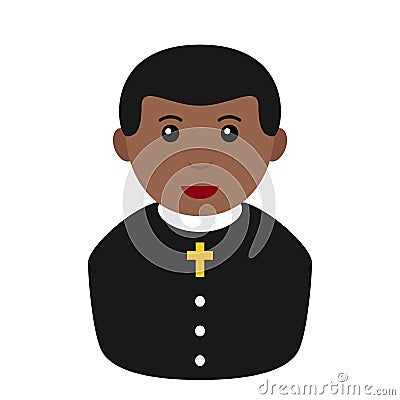 Black Priest Avatar Flat Icon on White Vector Illustration