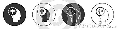 Black Priest icon isolated on white background. Circle button. Vector Stock Photo
