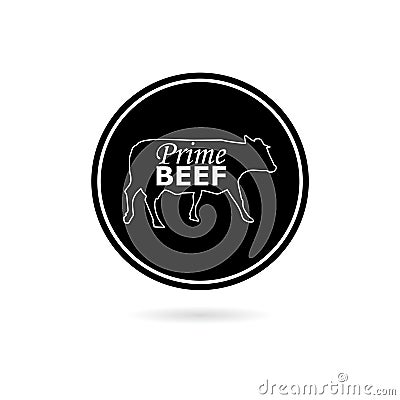 Black Prime Beef Butcher Shop icon or logo Vector Illustration