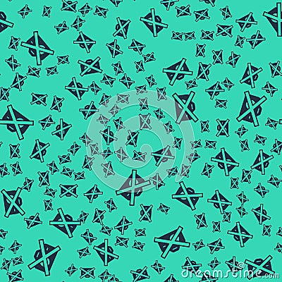 Black Prohibition sign no video recording icon isolated seamless pattern on green background. Vector Vector Illustration