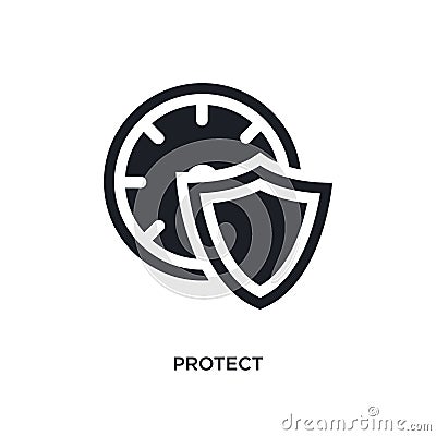 black protect isolated vector icon. simple element illustration from time management concept vector icons. protect editable logo Vector Illustration