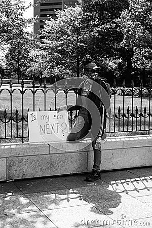 Black Protestor Holds Sign Asking if Her Son Will Be Next Editorial Stock Photo