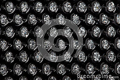 Black PU leather coated with shiny crystals, texture Stock Photo