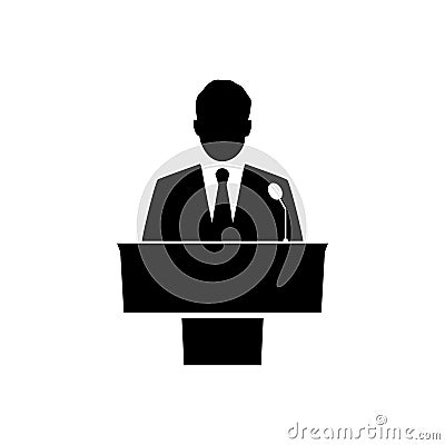 Black Public speaker icon on white background Vector Illustration