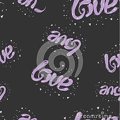 Black and purple hand drawn seamless love pattern, Valentine day design Vector Illustration