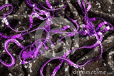 Black and purple sequined cloth Stock Photo