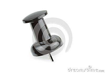 Black Pushpin isolated on white background Stock Photo
