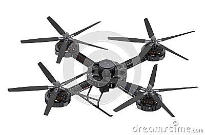 Black quadcopter drone with camera Stock Photo