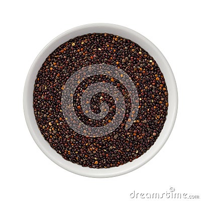 Black Quinoa in a white ceramic bowl Stock Photo