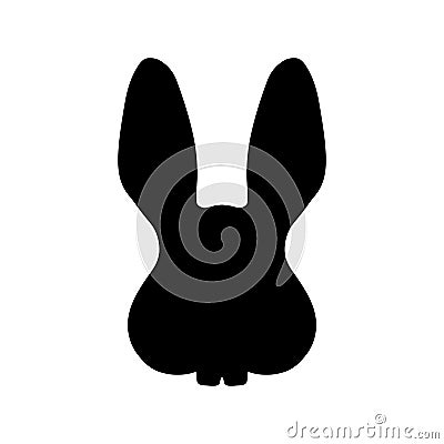 Black rabbit head vector illustration on white background. Cute rabbit icon. Animal nose and teeth logo for veterinarian Vector Illustration