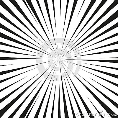 Black radial burst. Abstract speed lines. Dynamic explosion pattern. Vector background. Vector Illustration