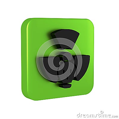 Black Radioactive icon isolated on transparent background. Radioactive toxic symbol. Radiation hazard sign. Green square Stock Photo