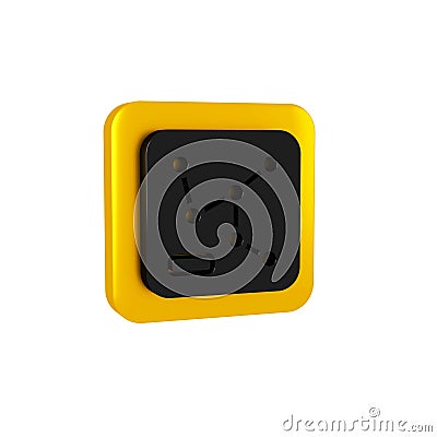 Black Railway map icon isolated on transparent background. Yellow square button. Stock Photo