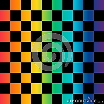 Black and rainbow squares seamless pattern.Checkered flag. Vector illustration. Vector Illustration