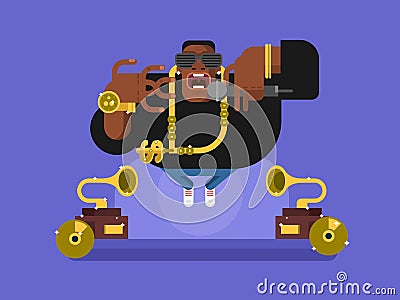 Black rapper character Vector Illustration