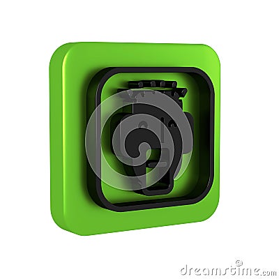 Black Rapper icon isolated on transparent background. Green square button. Stock Photo