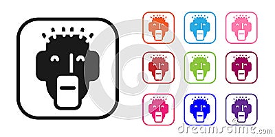 Black Rapper icon isolated on white background. Set icons colorful. Vector Vector Illustration